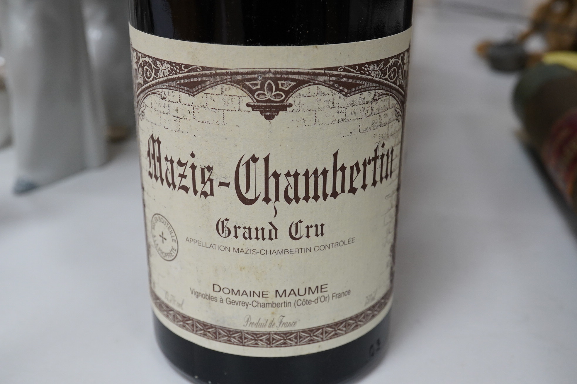 Six bottles of Mazis-Chambertin Grand Cru, 2007, domaine Maume. Condition - fair